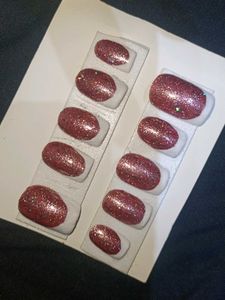 Sparkly Pink+French Press-On Nails