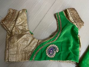 Beautiful Green And Cream Colour Combination Saree