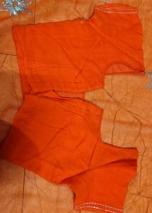 Vibrant Orange Embroidered Saree with blouse seque