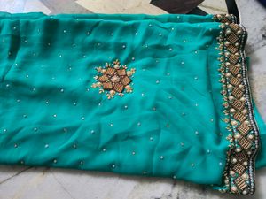 Teal Embellished Saree
