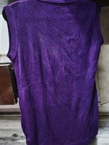 Purple Sleeveless Cardigan Top
