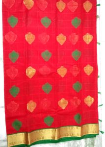 Elegant Red Saree with Golden Border
