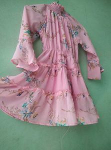 Pink Floral Tiered Mini Dress