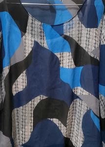 Vibrant Blue Abstract Print top