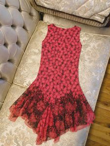 Peach &amp; Black Floral Dress