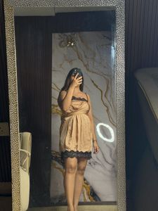 Satin Lace Trim Slip Dress