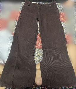 Brown Corduroy Wide-Leg Pants