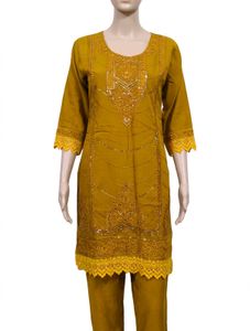 Embellished Mustard Kurta Set