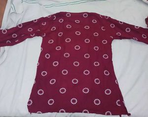 Maroon Printed Kurta