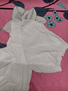 White Lace-up Puff Sleeve Top