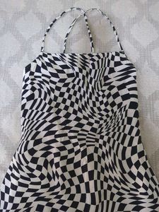 worn only once - Checkered Halter Neck Mini Dress
