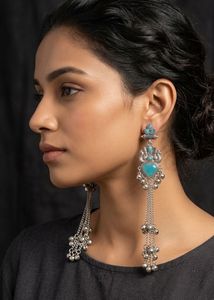 sky blue  Peacock Dangle Earrings