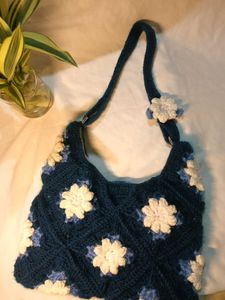 Handmade Crochet Flower Shoulder Bag