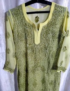 Yellowish Green Chikankari Kurta