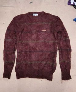 Maroon Striped Knit Sweater