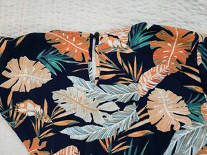Tropical Print V-Neck Romper size M