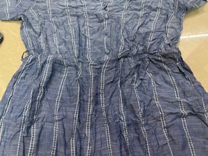 Casual Chic Blue &amp; White Striped Midi Dress with W