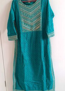 Teal Embroidered Kurti Tunic