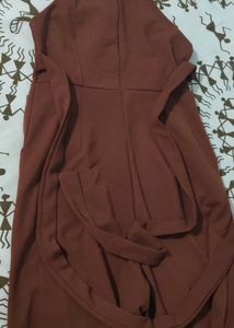 Stylish Brown Halter Neck Dress
