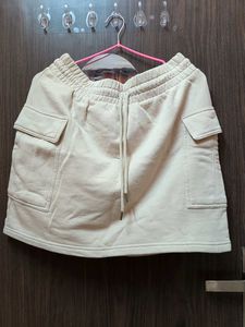 Combo -White Button-Up Cropped Top and skirt set