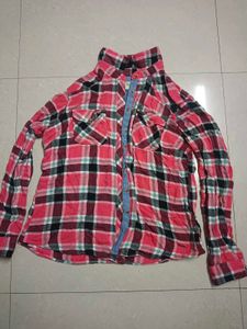 Pink Plaid Flannel Shirt