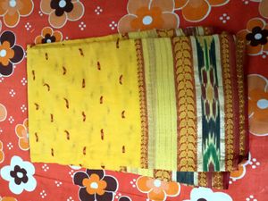 Vibrant Yellow Saree with Red Motifs