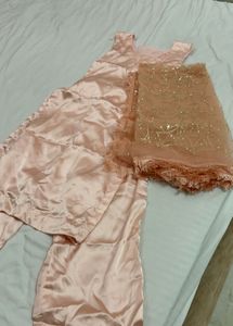 Peach Sequin Embellished Kurta set