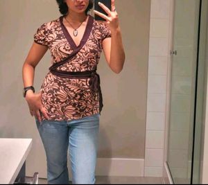 Brown Vintage Floral Print Cotton Kurti 🤎🤍