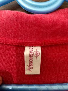 Vibrant Red Cropped Button-Up Shirt