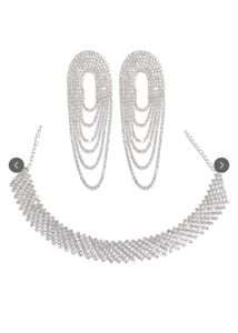 Sparkling Rhinestone Dangle Earrings &amp; Necklace Se