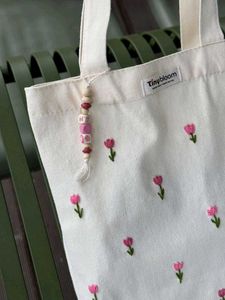 Hand Embroidered Floral Tote Bag 👜