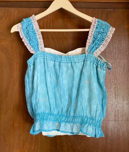 Vintage Blue Embroidered Top