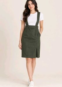 🇰🇷Stylish Olive Green Pinafore Dress