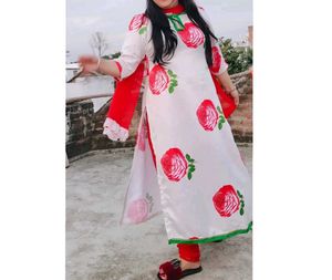 Elegant Rose Print Kurta (only)