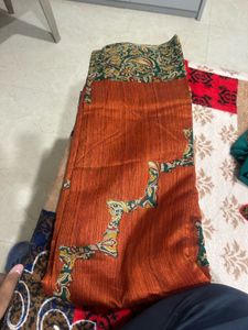 Elegant Orange Silk Blend Saree