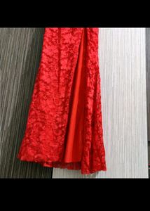 Red Valentine Lace Dress with Beaded Detail