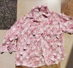 Pink Floral Embroidered Sheer Blouse