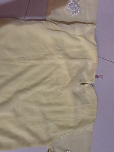 Yellow Pleated Blouse with Silver Embellishments