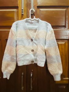 Striped Knit Cropped Cardigan