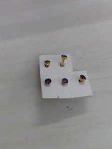 Stud Purple Earrings (Set of 5)