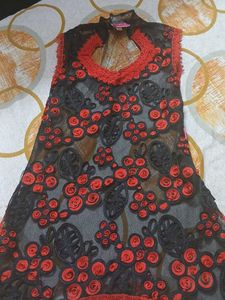 Designer Black &amp; Red Kurta Set