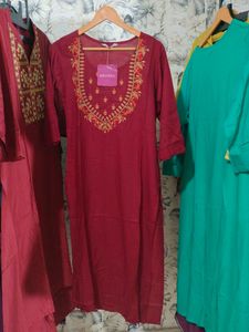 Brand New Embroidered Kurti Maroon Colour