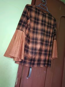 Beautiful Brown And Black Checked Stylish Top