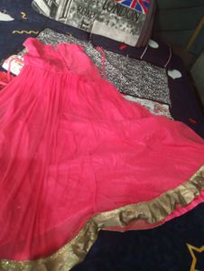 Pink Anarkali Gown Dress, With Jacket
