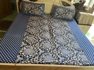 Blue &amp; White Polka Dot Bed Sheet Set