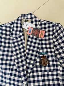 Chic Gingham Blazer Jacket
