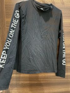 Black Long Sleeve Top with Graphic Print