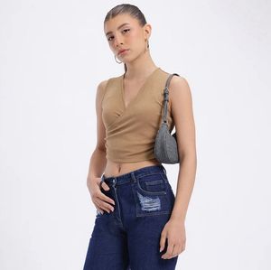 Beige Wrap Top