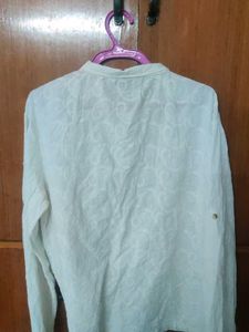 White Textured Button-Up Shirt