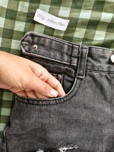 Distressed Grey Denim Shorts